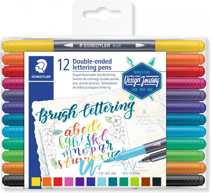 GRI MARKER CALIGRAFIC STAEDTLER 2 CAPETE 0.5-0.8MM ST-3004-TB12 [1]
