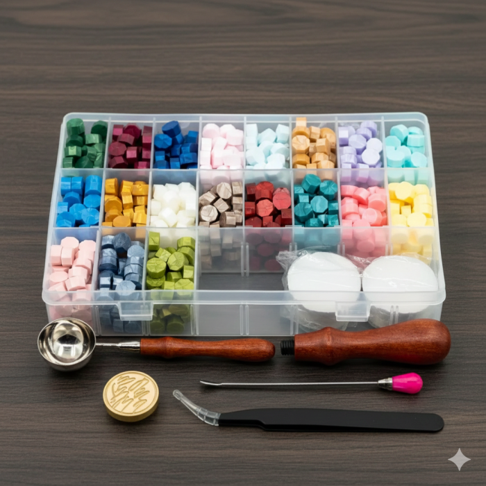 KIT SIGILII,CEARA 19 CULORI/40BUC ,STAMPILA ALAMA,PENSETA,LINGURITA ,LUMANARI [1]