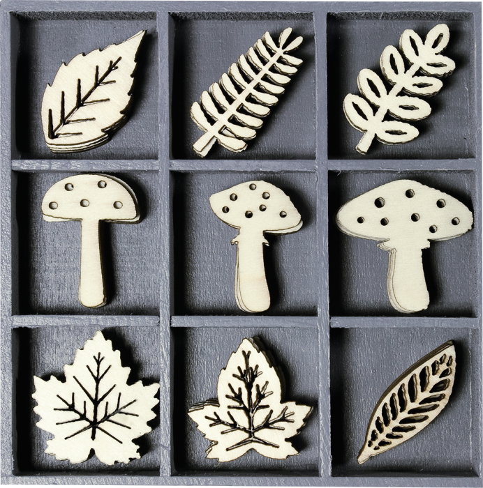 DECORATIUNI LEMN CIUPERCI SI FRUNZE 45/SET 18521020 [1]