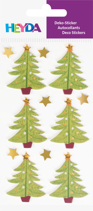 STICKER DECOR 7.5*16.5CM BRAD DE CRACIUN VERDE-AURIU 12PCS 3780720 [2]