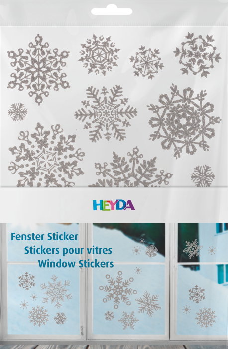 STICKER DECOR FEREASTRA CRISTALE GHEATA 3 COLI/SET GLITTER ARGINTIU 3584467 [2]