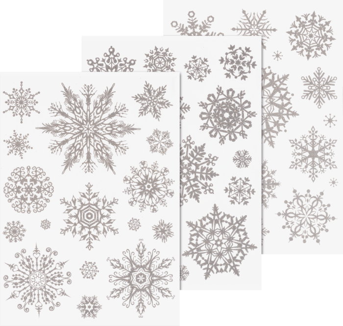 STICKER DECOR FEREASTRA CRISTALE GHEATA 3 COLI/SET GLITTER ARGINTIU 3584467 [1]