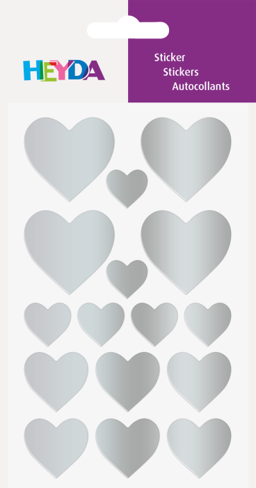 Stickere Inimioare Argintii 4 Coli Heyda - [1]