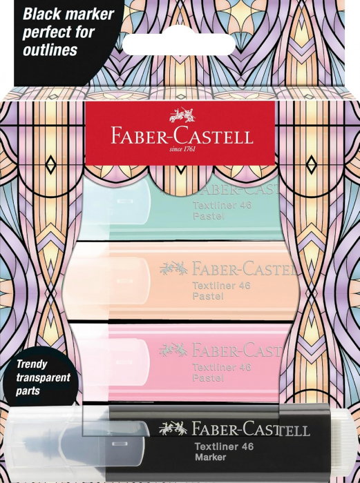 LEC TEXTMARKER FABER-CASTELL 4/SET PASTEL EDITIE SPECIALA GLASSY FC254694 [1]