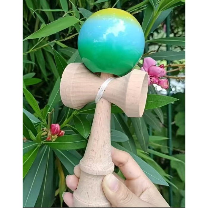 JOC LEMN KENDAMA 18CM RUBBER GRIP GALBEN/ALBASTRU/VERDE J1896/161673 [2]