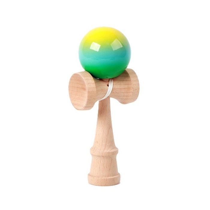 JOC LEMN KENDAMA 18CM RUBBER GRIP GALBEN/ALBASTRU/VERDE J1896/161673 [1]
