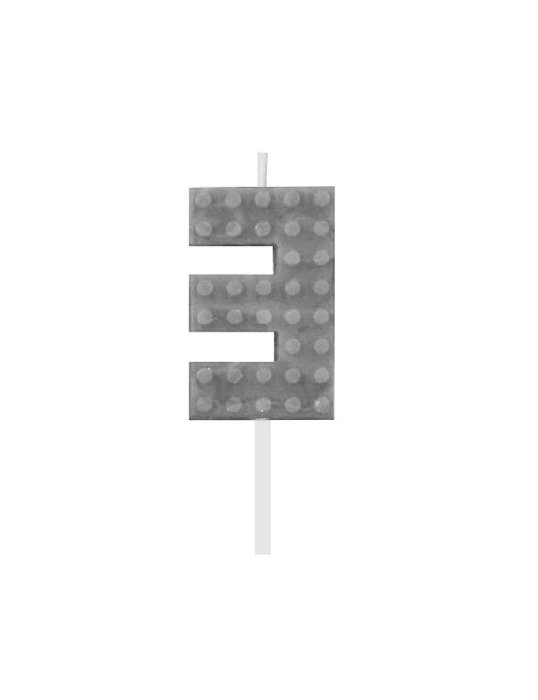LUMANARE TORT Number 3, brick/model constructie, 5.5cm 7C-SUK3 [2]