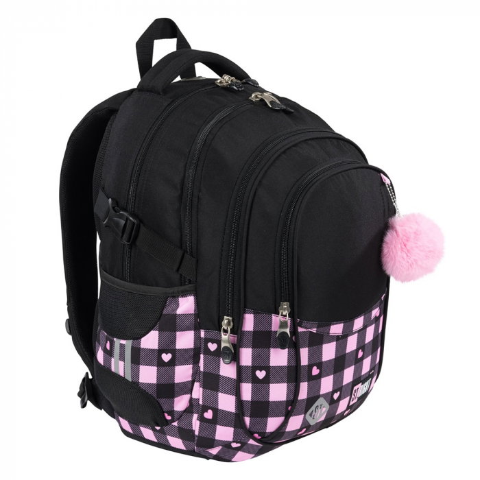 MA RUCSAC SCOLAR ST.RIGHT 4 COMPARTIMENTE BP-01 PINK CHECKERED 680366 [2]