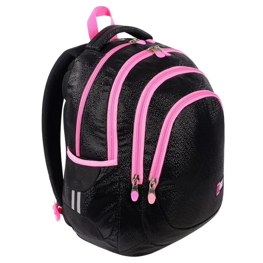 RUCSAC SCOLAR ST.RIGHT 4 COMPARTIMENTE BP-06 BLACK GLITTER  665349 [1]