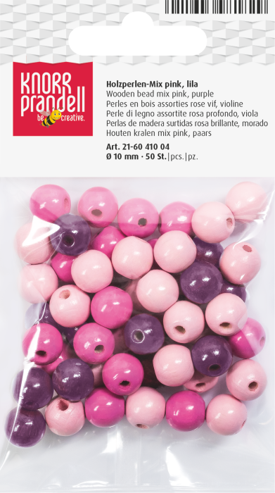 Set 50 Mărgele Lemn 10mm Mix Roz-Violet Knorr Prandell [1]