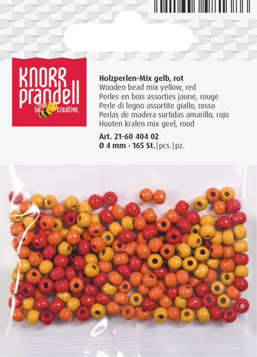 Set 165 Mărgele Lemn 4mm Mix Galben-Roșu Knorr Prandell [1]