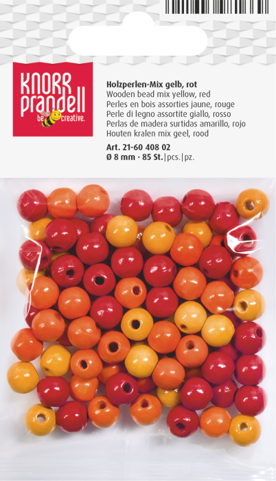 Set 85 Mărgele Lemn 8mm Mix Galben-Roșu Knorr Prandell - [1]