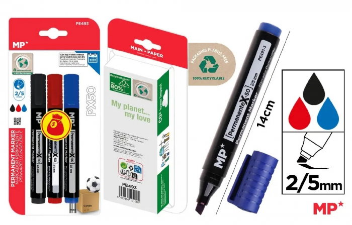 MARKER PERMANENT IPB 2/5MM 3/SET NEGRU,ROSU, ALBASTRU PE493-C [1]