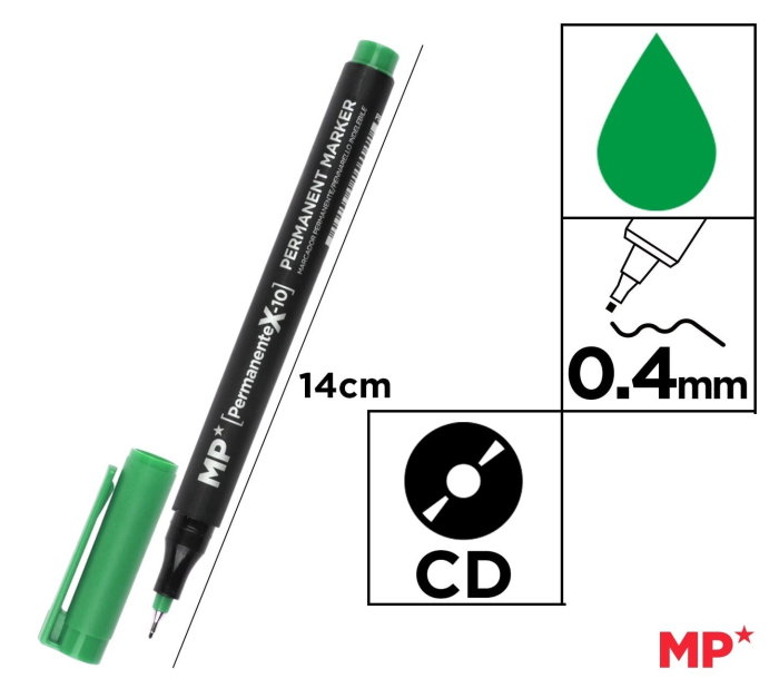 MARKER PERMANENT IPB CD/DVD 0.4MM VERDE PE414-S [1]