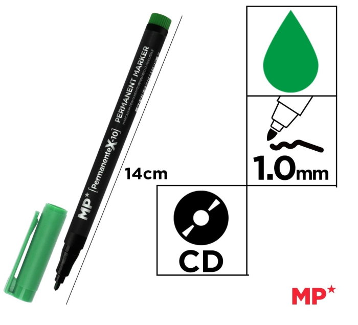 MARKER PERMANENT IPB CD/DVD 1.0MM VERDE PE418-S [1]