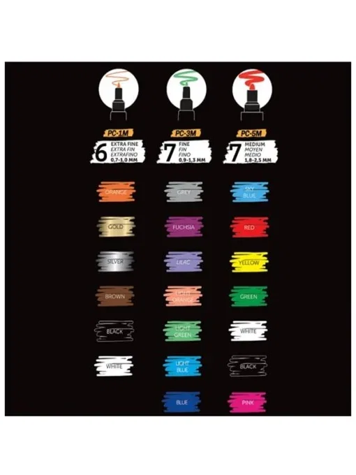 MARKER UNI POSCA 20/SET CUTIE METALICA PC-1M,PC3,PC5  C4306 [4]