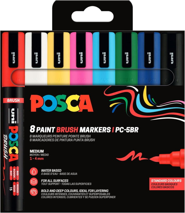 MARKER UNI POSCA PC-5BR 1-4MM 8 CULORI/SET VARF PENSULA M1602 [1]