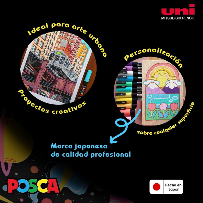 MARKER UNI POSCA PC-5M 1.8-2.5 MM 8 CULORI/SET CULORI PASTEL M1487 [10]