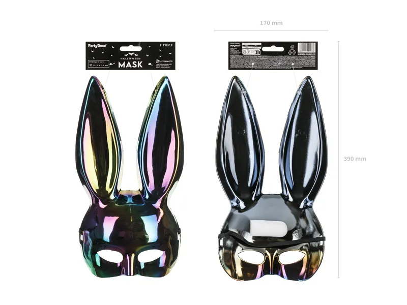 Masca Party Iepure 16.5x34cm Negru Iridescent MAS21-010 [5]