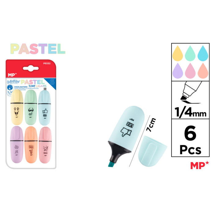 Mini Textmarker IPB 6/Set Culori Pastel PE532 [1]