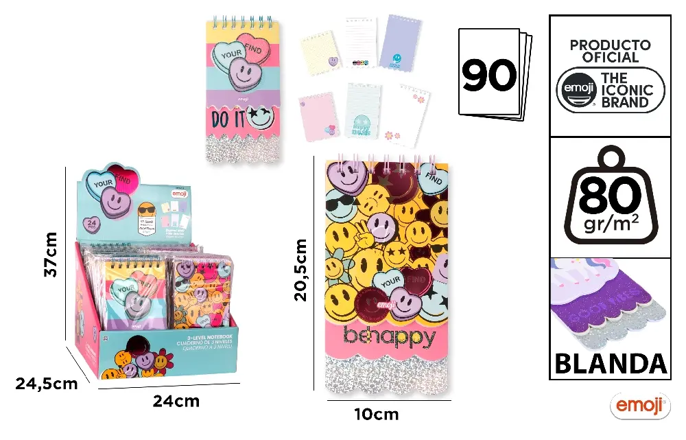 NOTES IPB 100*205MM VERTICAL 90F SPIRA EMOJI EM24023 [1]