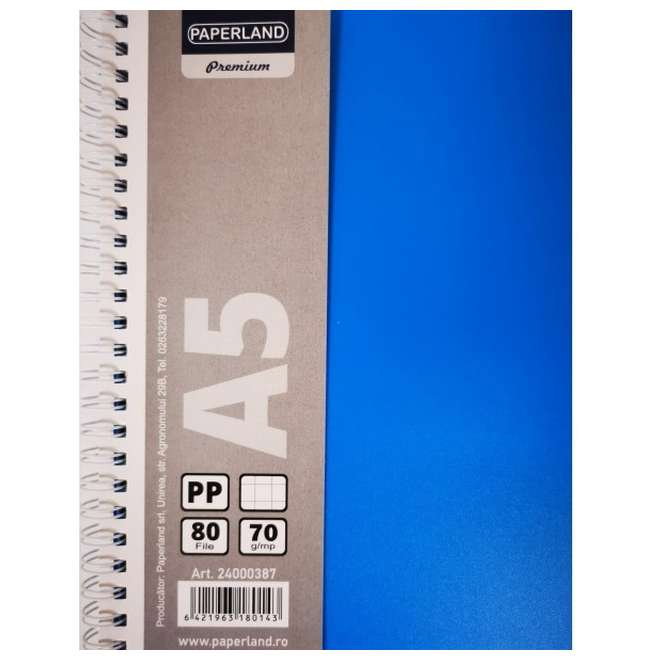 CAIET A5 80F PĂTRĂȚELE, COPERTĂ PLASTIC, SPIRĂ DUBLĂ 24000387 [3]