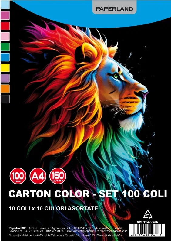 CARTON COLOR A4 10CULORI/SET1 160GR 100BUC 11300026 [1]
