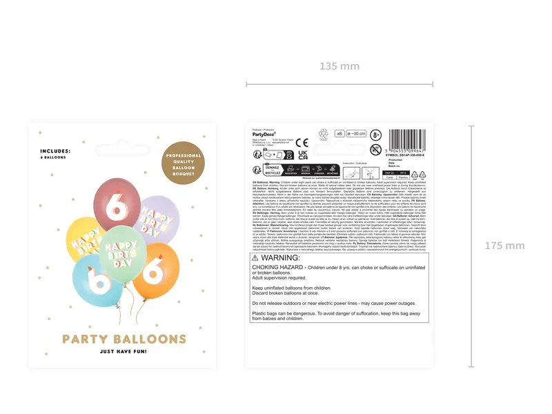 BALOANE Balloons 30 cm, Happy Birthday 6, mix, 6/SET SB14P-356-000-6 [3]