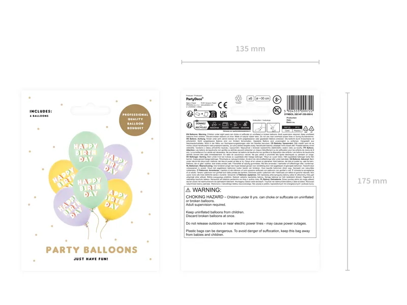 BALOANE Balloons 30 cm, Happy Birthday, mix, 6/SET SB14P-350-000-6 [2]