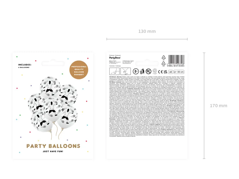 BALOANE Balloons 30cm, Footballer and balls, Pastel Pure White, 6/set SB14P-138-008-6 [3]