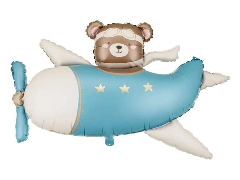 BALON FOLIE ALUMINIU Bear in Airplane, 94x61cm, light blue FB383-001J [1]