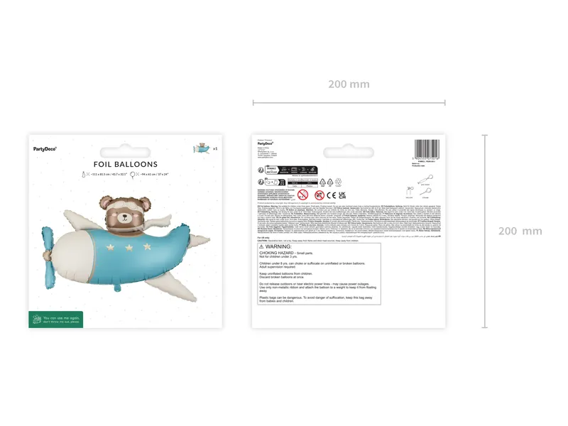 BALON FOLIE ALUMINIU Bear in Airplane, 94x61cm, light blue FB383-001J [2]