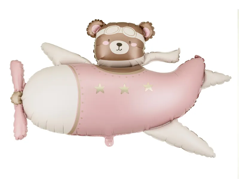 BALON FOLIE ALUMINIU Bear in Airplane, 94x61cm, light pink FB383-081J [1]