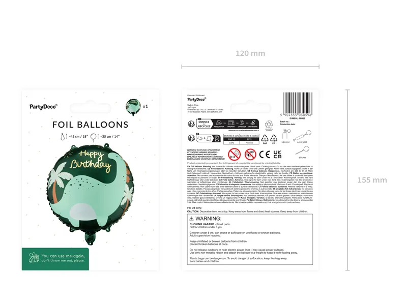 BALON FOLIE ALUMINIU Disc Brontosaurus, 35x35cm, mix FB360 [4]