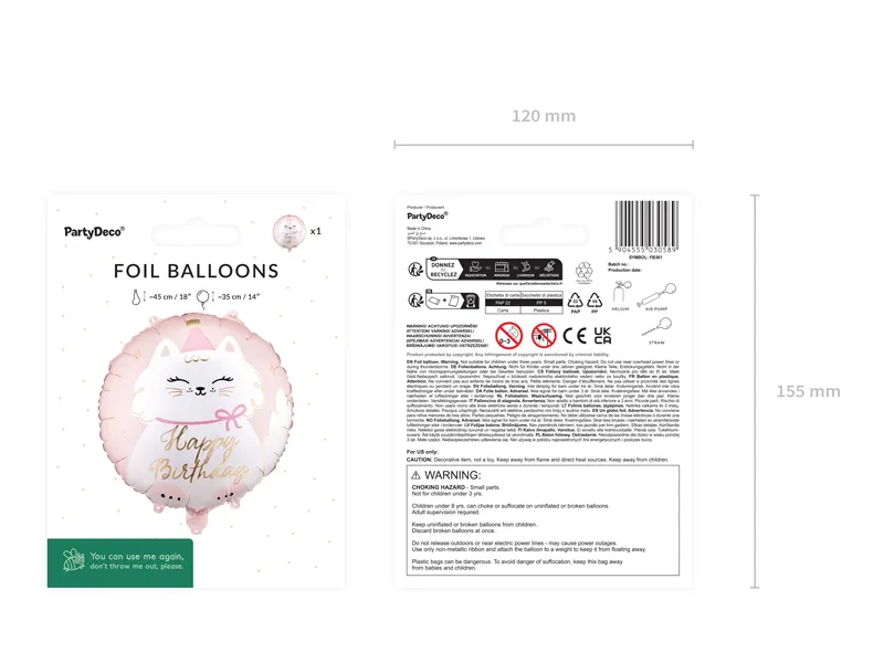 BALON FOLIE ALUMINIU Disc Kitty, 35x35cm, mix FB361 [4]