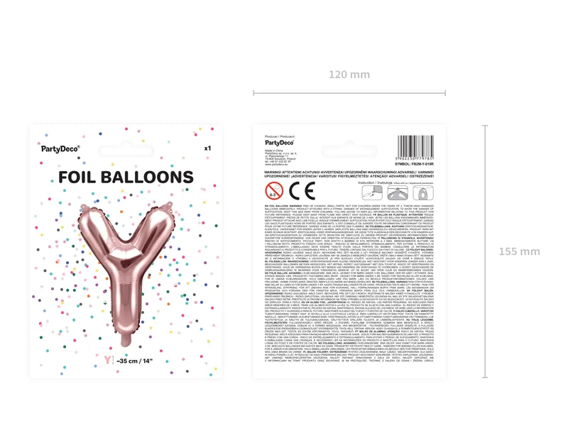 BALON FOLIE ALUMINIU Letter "Y", 35cm, rose gold FB2M-Y-019R [5]