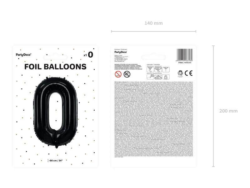 BALON FOLIE ALUMINIU Number "0", 86cm, black FB1M-0-010 [4]