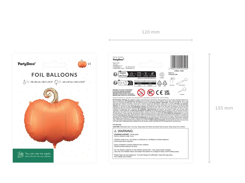 BALON FOLIE ALUMINIU Pumpkin, 62 x 59cm, mix FB306 [5]