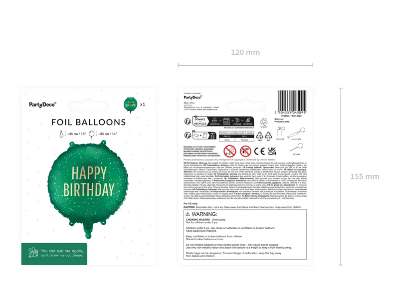 BALON FOLIE ALUMINIU Round Happy Birthday, 35x35cm, dark green FB353-012C [2]