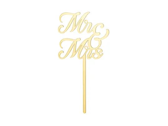 DECORATIUNI PENTRU TORT MR&MRS, Acylic Cake, gold, 16,5cm KPT81-019 [2]