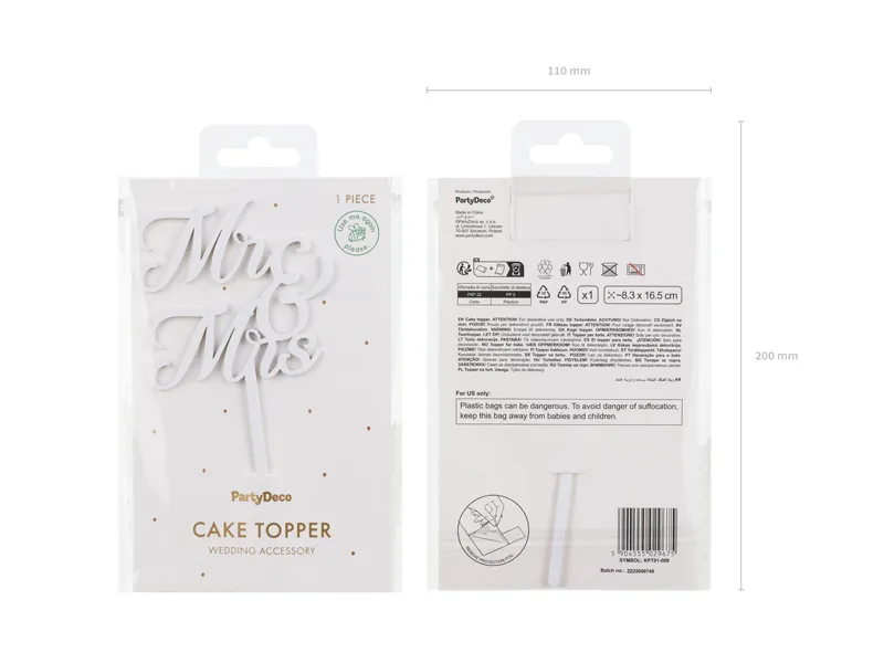 DECORATIUNI PENTRU TORT MR&MRS, Acylic Cake, white, 16,5cm KPT81-008 [4]