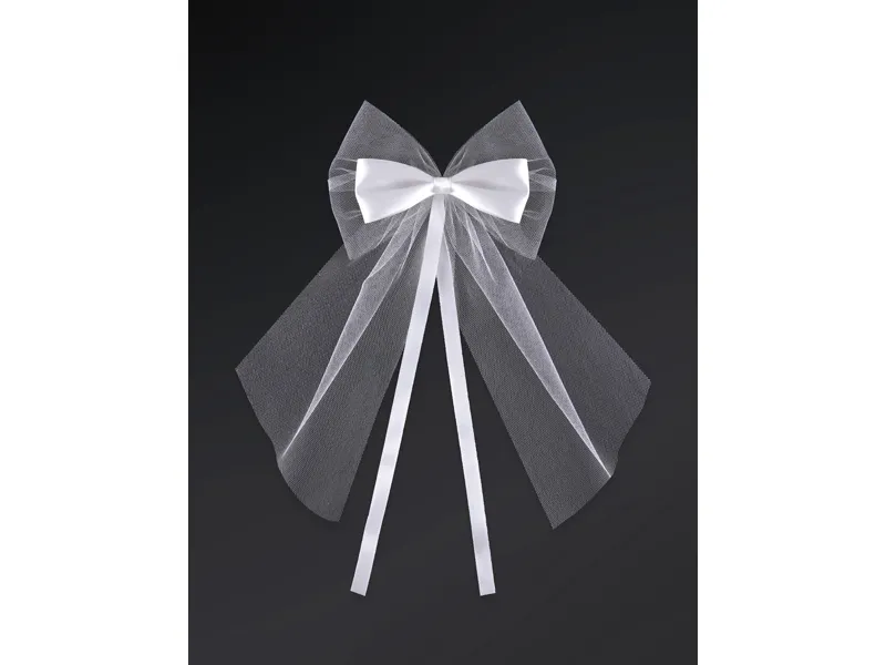 PD FUNDITA DECOR PETRECERE DIN TUL SI SATIN 2/SET 18CM ALBA KOK-008 [2]