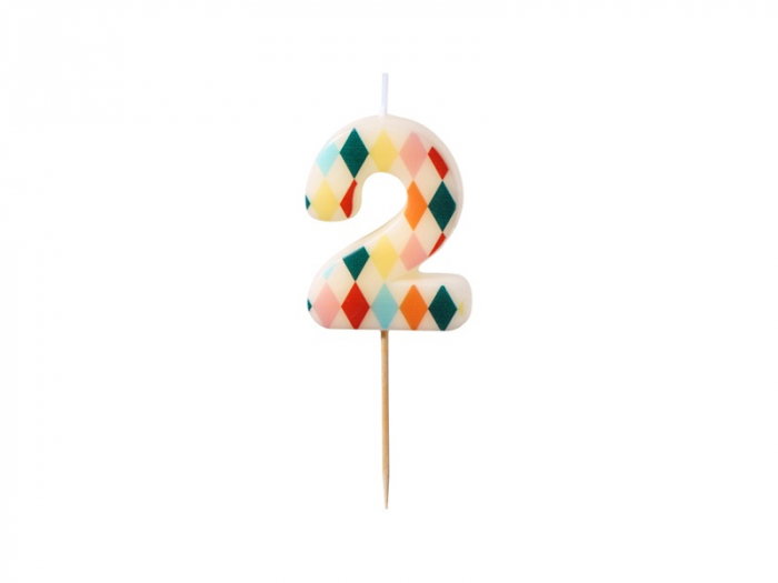 PD LUMANARI TORT Birthday candle, Number 2, Rhombus, 5.5cm, mix SCU15-2 [1]