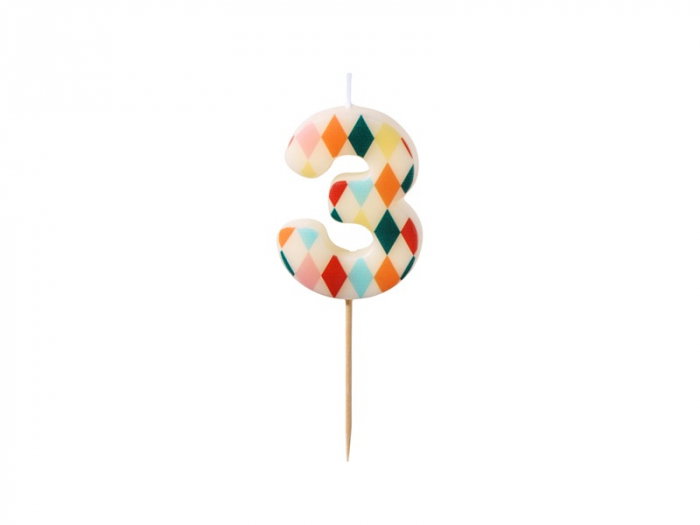 PD LUMANARI TORT Birthday candle, Number 3, Rhombus, 5.5cm, mix SCU15-3 [1]