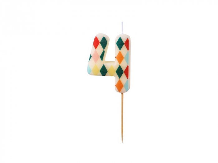 PD LUMANARI TORT Birthday candle, Number 4, Rhombus, 5.5cm, mix SCU15-4 [1]