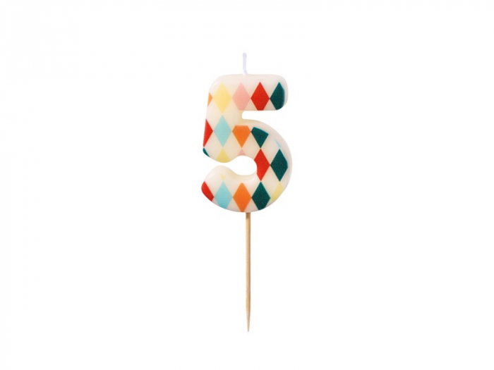 PD LUMANARI TORT Birthday candle, Number 5, Rhombus, 5.5cm, mix SCU15-5 [1]