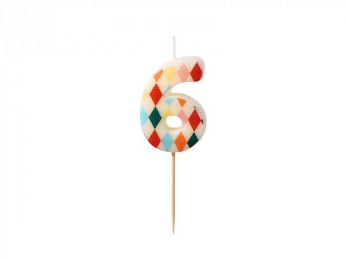 PD LUMANARI TORT Birthday candle, Number 6, Rhombus, 5.5cm, mix SCU15-6 [1]