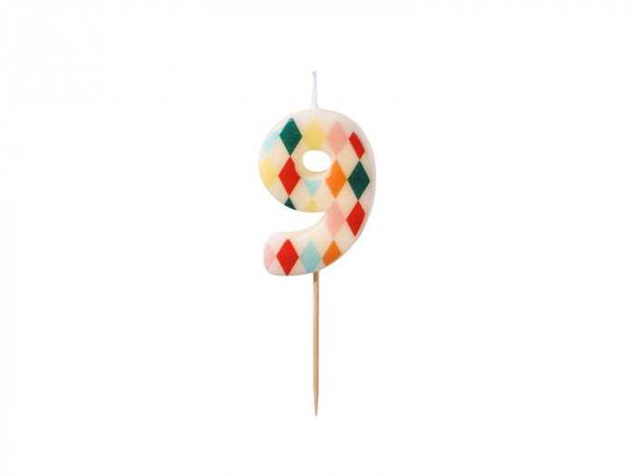 PD LUMANARI TORT Birthday candle, Number 9, Rhombus, 5.5cm, mix SCU15-9 [1]