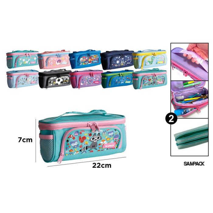 Penar Echipat Sampack SA018 2 Compartimente cu Mâner Asortat - Organizare Școlară [1]