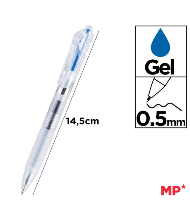 Pix cu Gel IPB 0.5mm Click Albastru Corp Transparent PE255A-S [1]